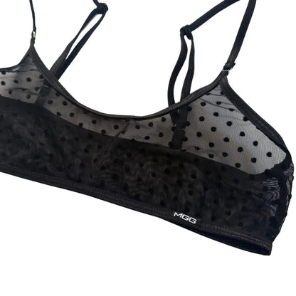 Midnight Black Polka Dot - Leisure Sheer Bralette image 3