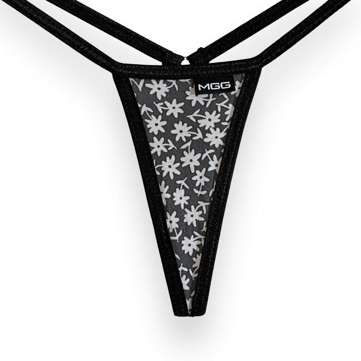 Flowers- Black - Mini Cotton G-String