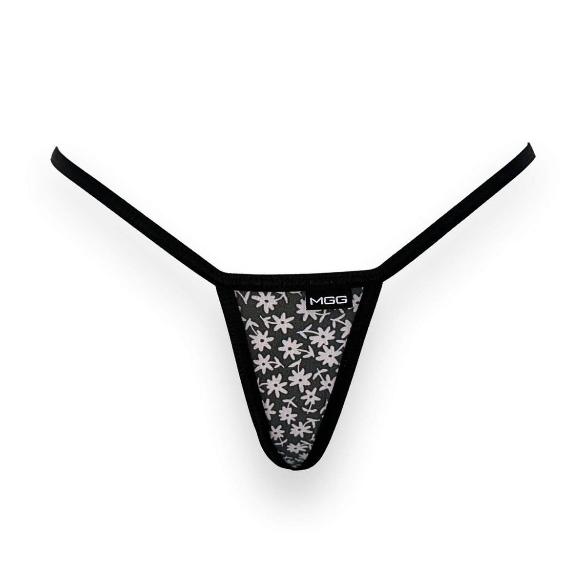Flowers- Black - Mini Cotton G-String
