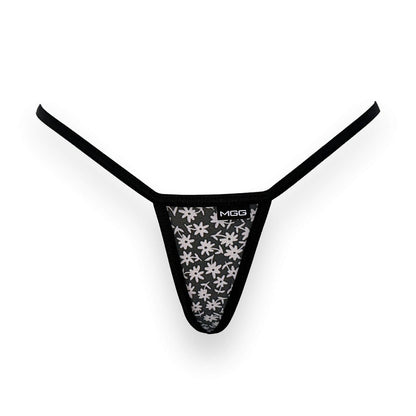 Flowers- Black - Mini Cotton G-String