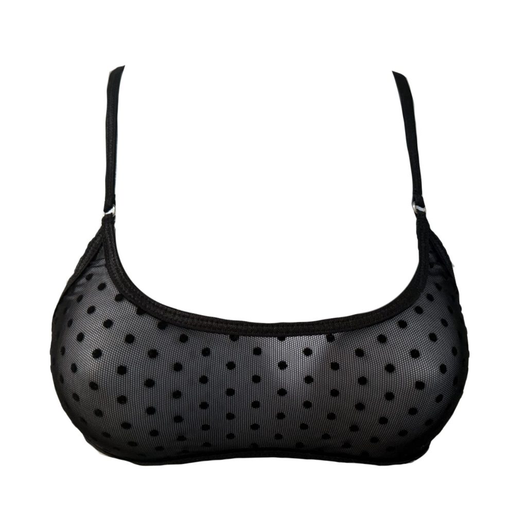 Midnight Black Polka Dot - Leisure Sheer Bralette image 0