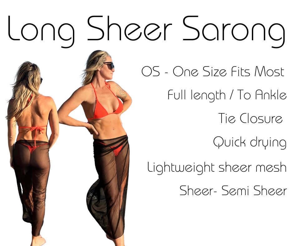 Midnight Black Long Sheer Sarong Coverup image 2