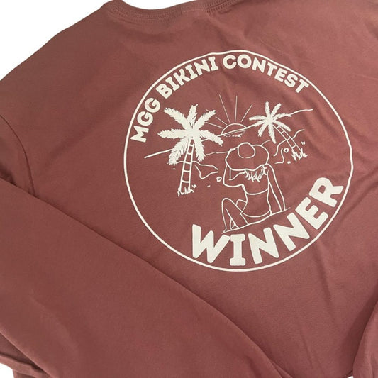 Mauve Bikini Winner Long Sleeve Crop Top image 1