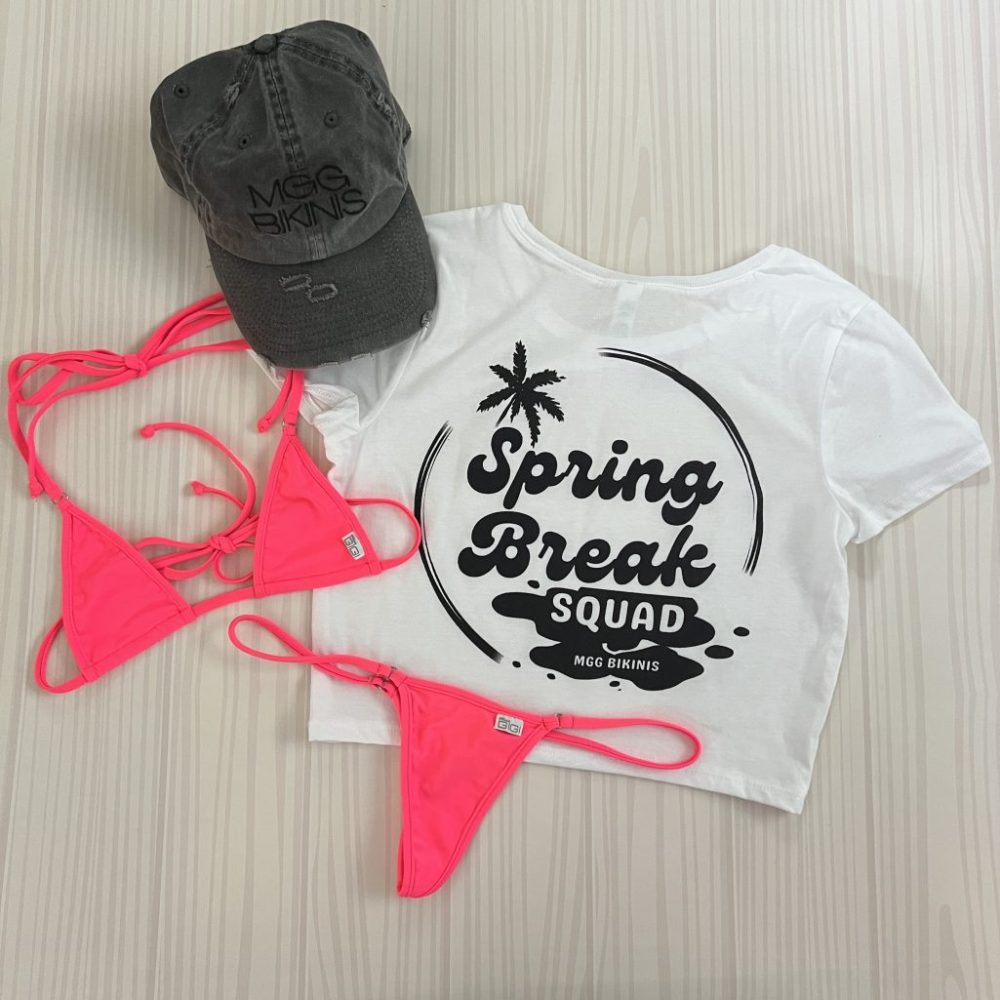 MGG Bikinis Spring Break Squad - White Crop Top image 2