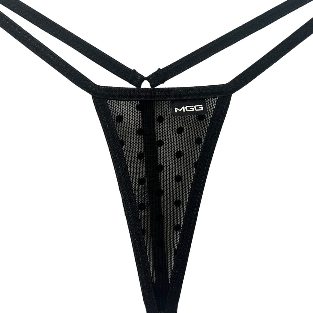 Midnight Black Polka Dot - Mini Sheer G-String image 1