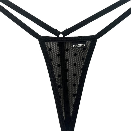Midnight Black Polka Dot - Mini Sheer G-String image 1