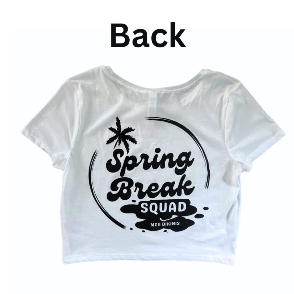 MGG Bikinis Spring Break Squad - White Crop Top – Micro Gigi