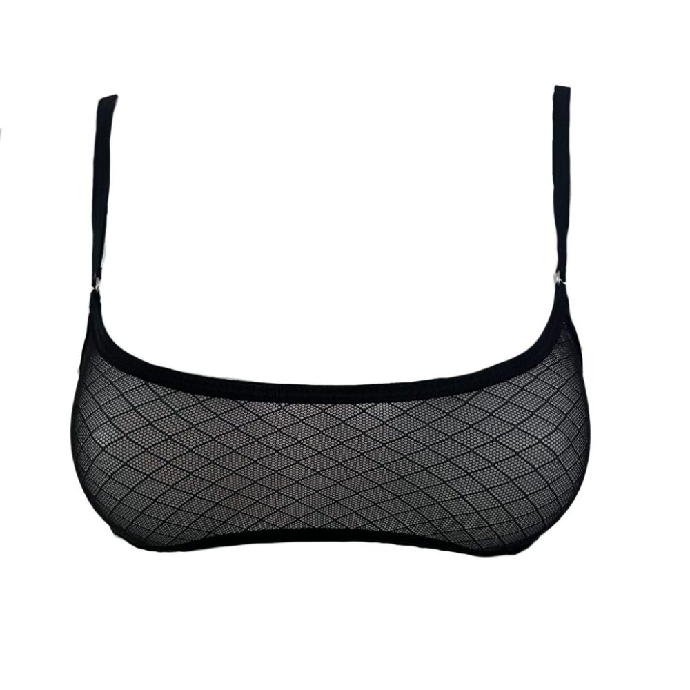 Midnight Black Diamond Mesh - Sheer Leisure Bralette image 0