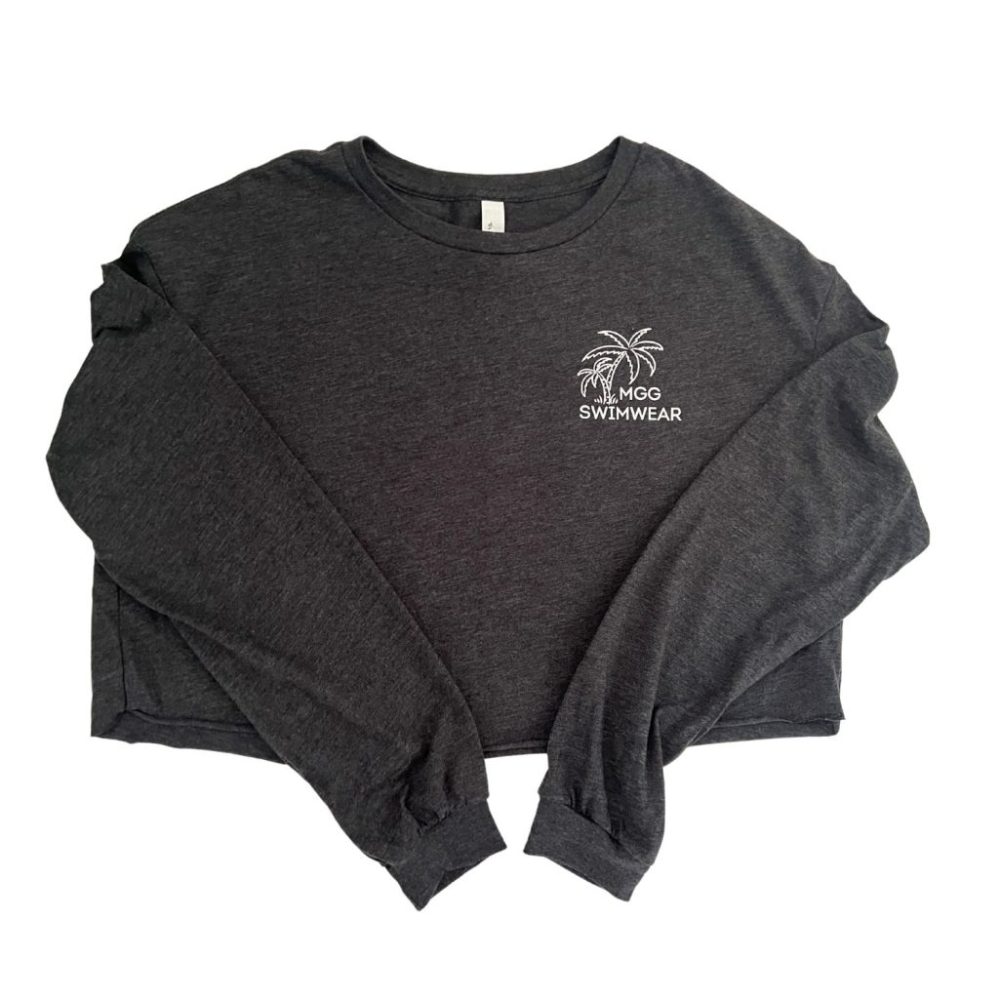 Dark Gray Bikini Winner Long Sleeve Crop Top image 2