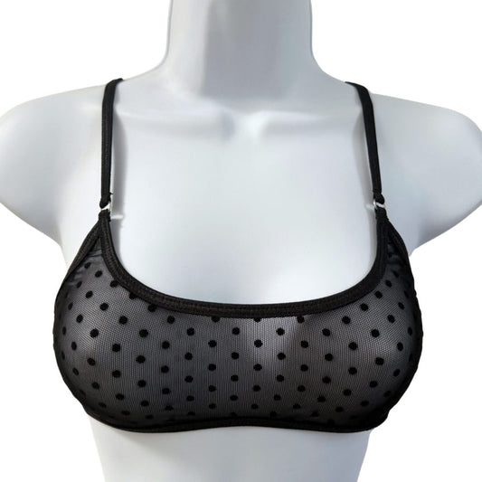Midnight Black Polka Dot - Leisure Sheer Bralette image 1