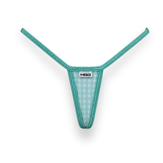 Aqua Gingham - Extreme Cotton G-String