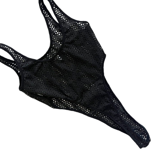 Midnight Black  - Cut Out – High Leg Cut One Piece image 1