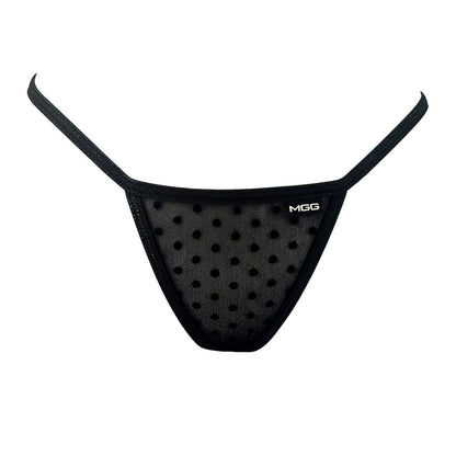 Midnight Black Polka Dot - Low Rise Sheer G-String image 0