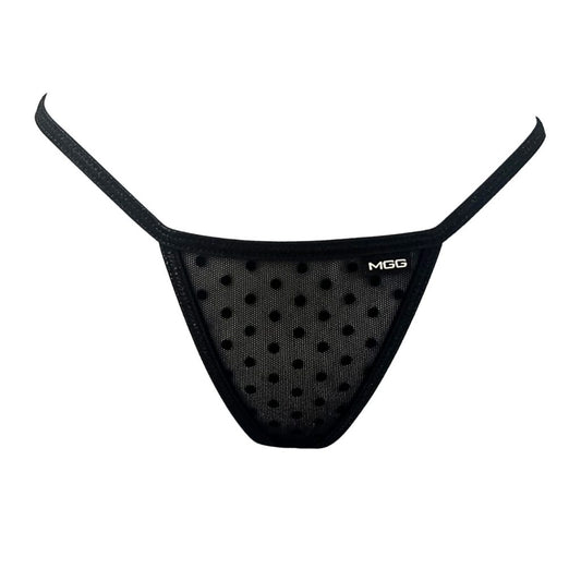 Midnight Black Polka Dot - Low Rise Sheer G-String image 0