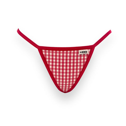 Fuchsia Gingham - Low Rise Cotton G-String
