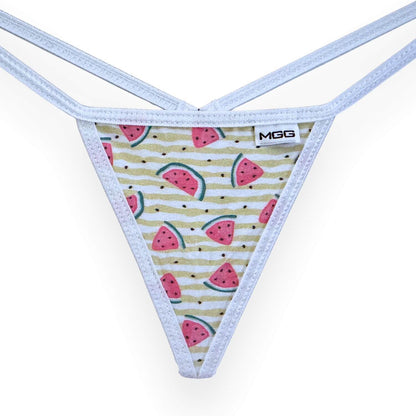 Tanga de algodón de tiro bajo color sandía de verano - rosa