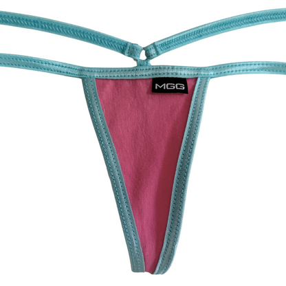 String mini en coton avec bordure contrastée aqua