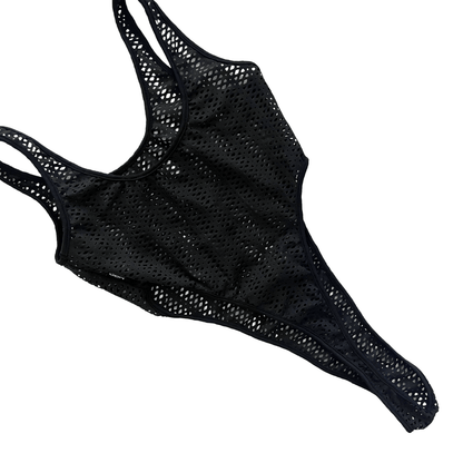 Cut Out Midnight Black - Sheer - High Leg One Piece