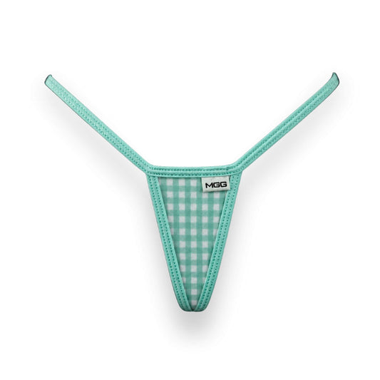 Aqua Gingham - Mini Cotton G-String