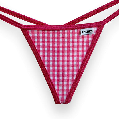 Tanga de algodón de tiro bajo color sandía de verano - rosa