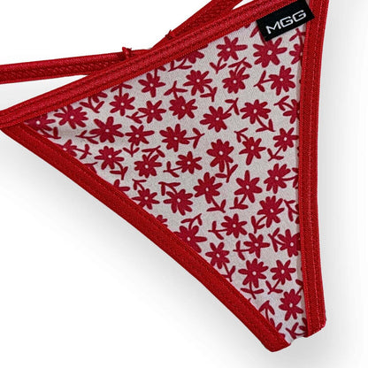 Flowers- Red - Low Rise Cotton G-String