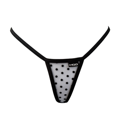 White Polka Dot - Mini Sheer G-String