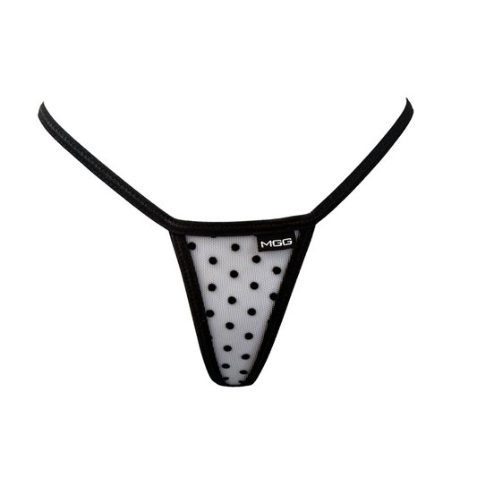 White Polka Dot - Mini Sheer G-String