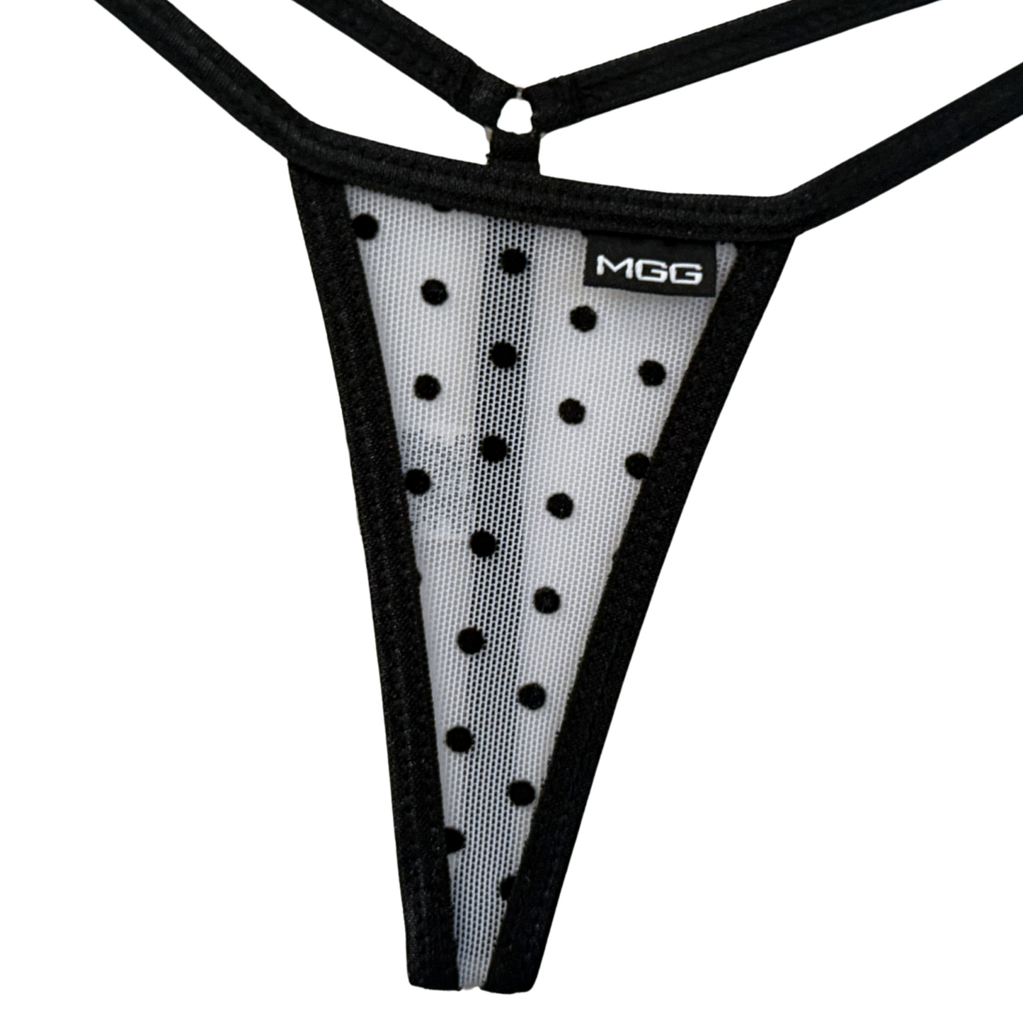 White Polka Dot - Mini Sheer G-String