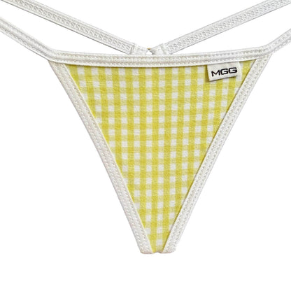 Yellow Gingham - Low Rise Cotton G-String