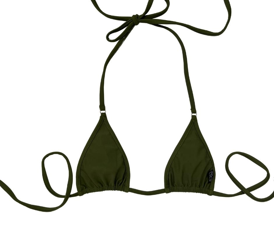 Agave Green Micro Bikini String Swimwear, Minimal Coverage Top, Micro Bikini,  Black Bikini Top for Sunbathing, Tiny Bikini, Olive Green 