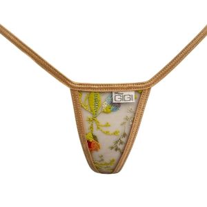 spring flowers yellow floral mini lace g-string