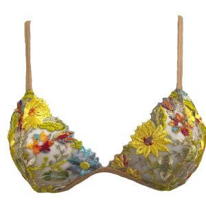 yellow floral lace bralette