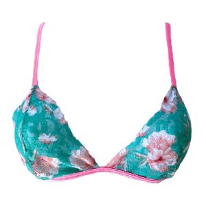 turquoise pink lace floral bralette