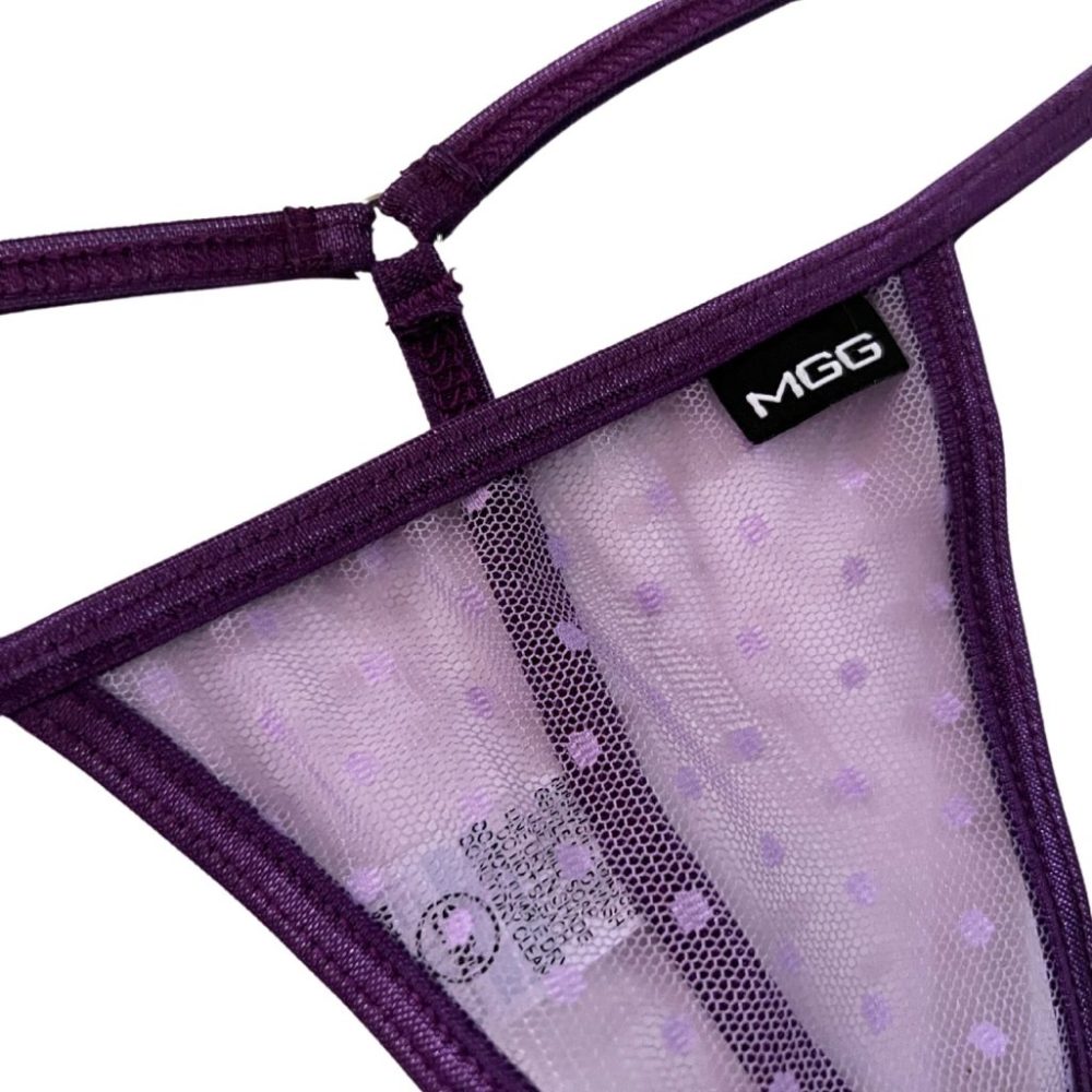Lilac Polka Dot Sheer- Low Rise G-String Underwear - Micro Gigi