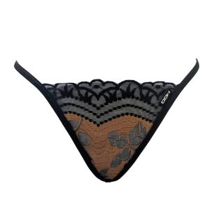 black and tan lace g-string