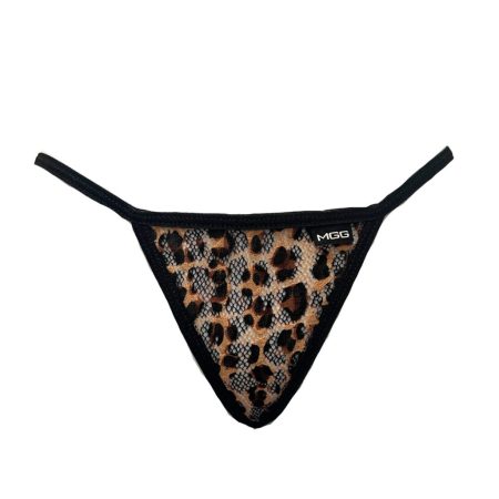 leopard print low rise lace g-string