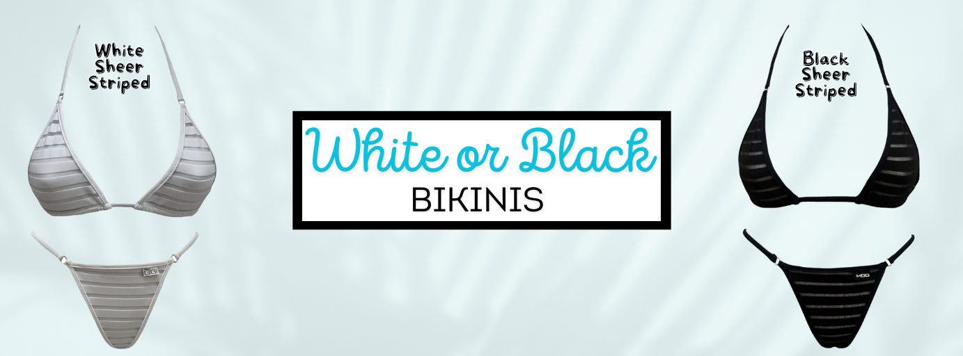White and Black Striped Bikini