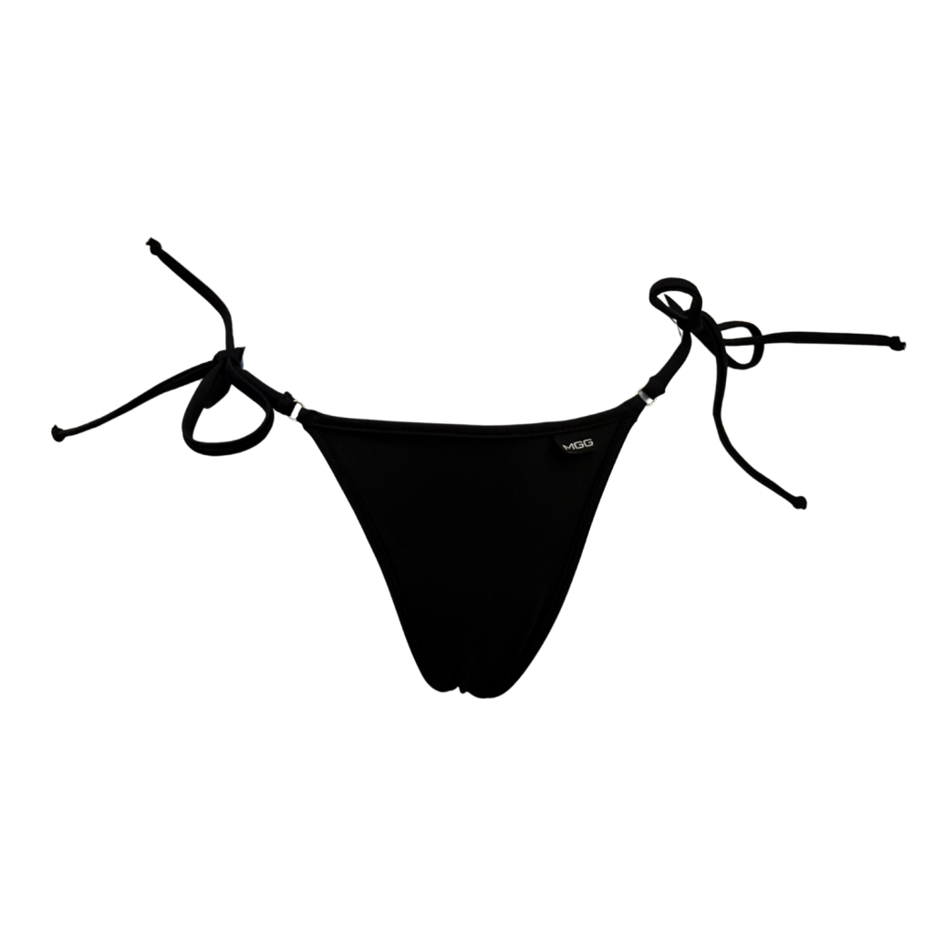 Midnight Black - Brazilian Tie Sides Bikini Bottom - Micro Gigi