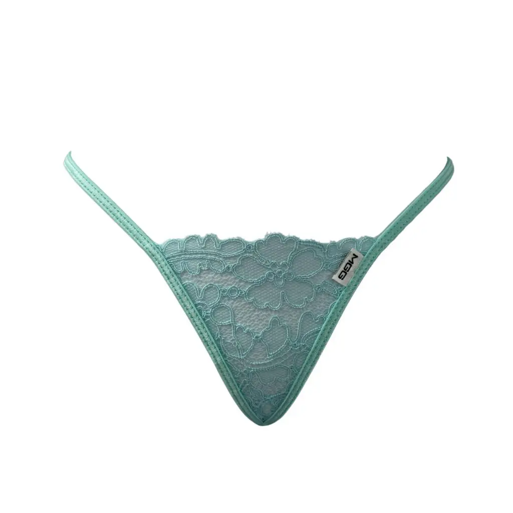 Aqua lace thong