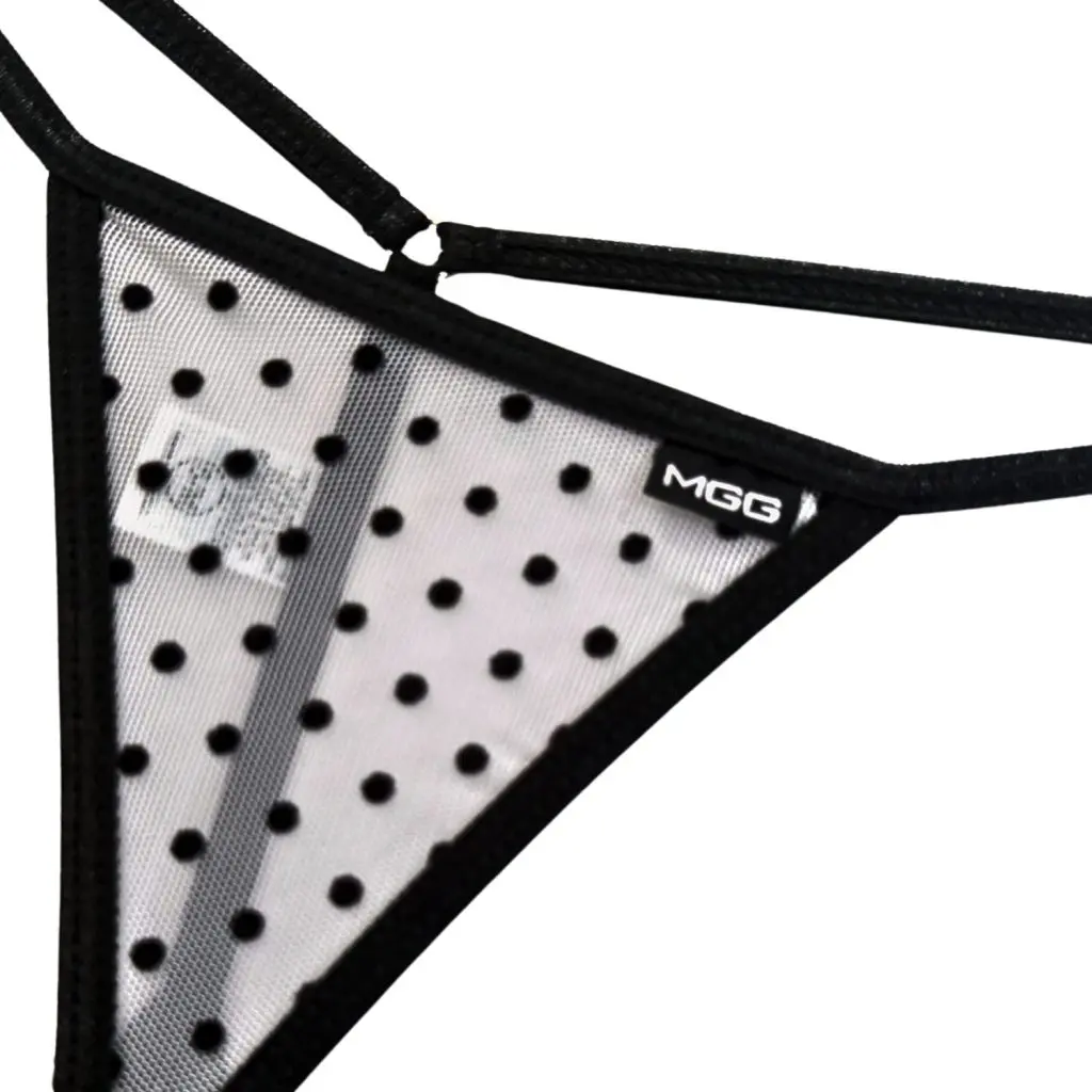White Polka Dot - Low Rise Sheer G-String - Image 2