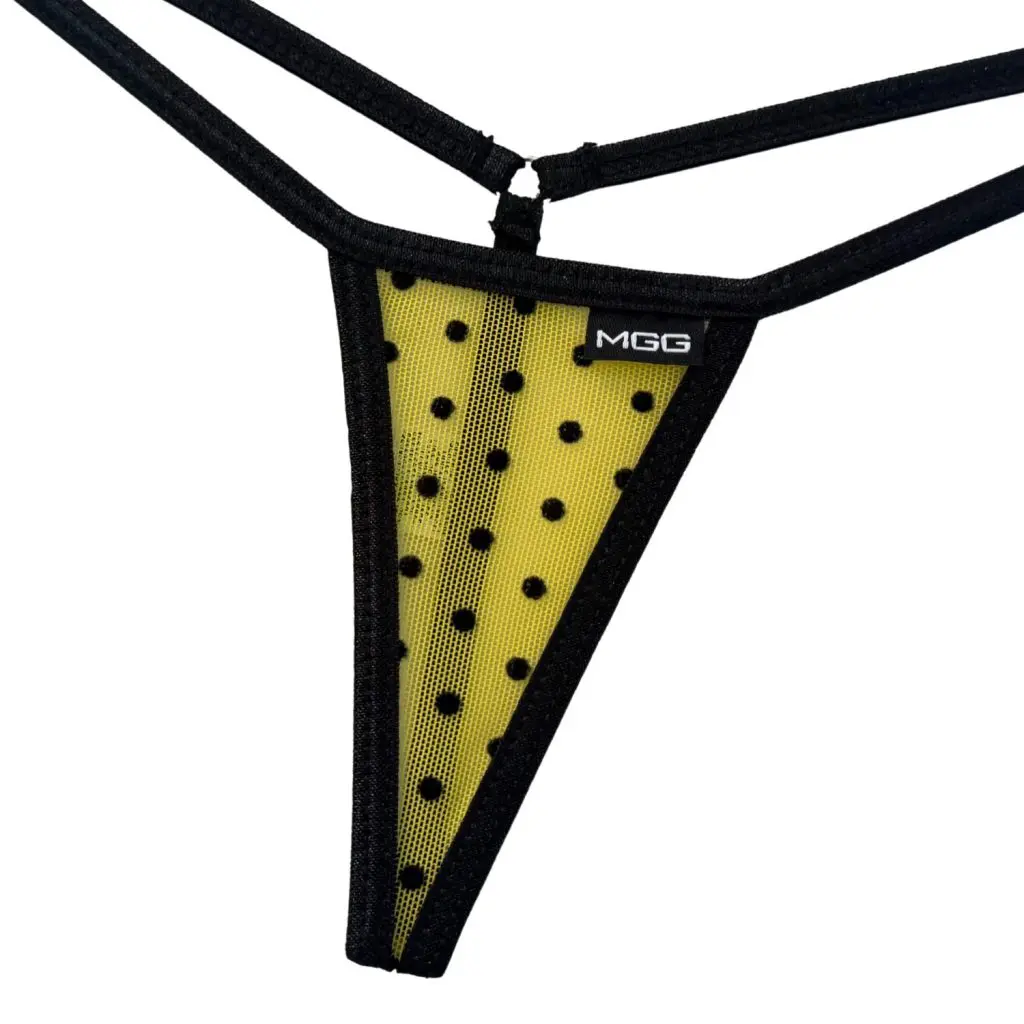 Yellow Polka Dot - Mini Sheer G-String - Image 2